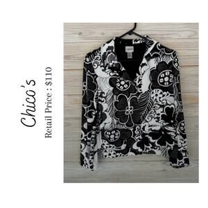 Chico's Floral Transitional Jacket Size 1
